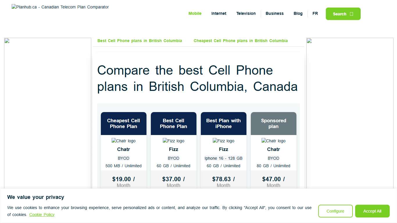 Cell Phone Plans Available in British Columbia in January 2026 |